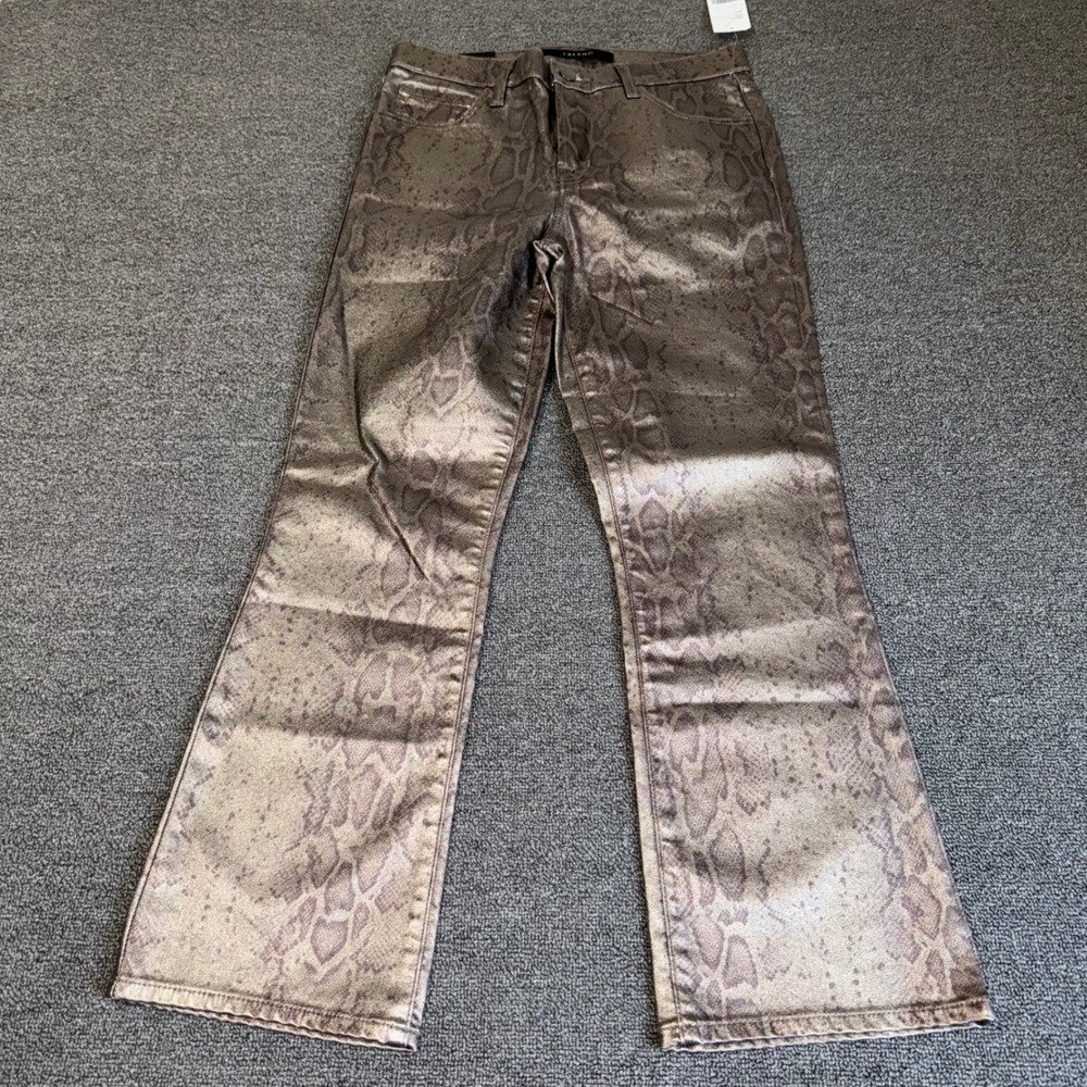 NWT J Brand Selena Mid Rise Crop Boot Metallic Snakeskin Jeans Zhora Size 27